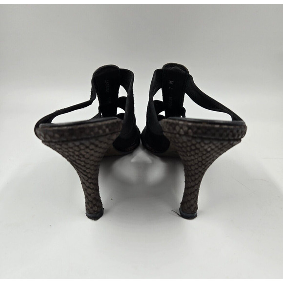 Donald J Pliner Slip On Mesh Elastic Leather Snake Sandals Size 7 M Black - Picture 3 of 10